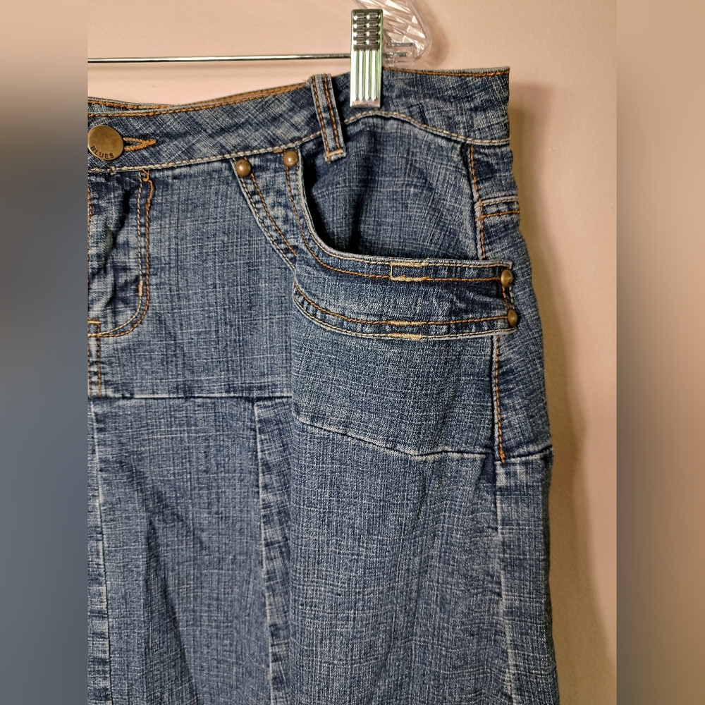 BACCINI Denim Skirt Jeans Skirt Maxi Flare Size 14 - Picture 3 of 15